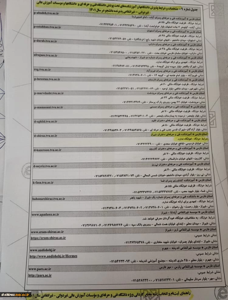 عدم تعهد خوابگاه  3