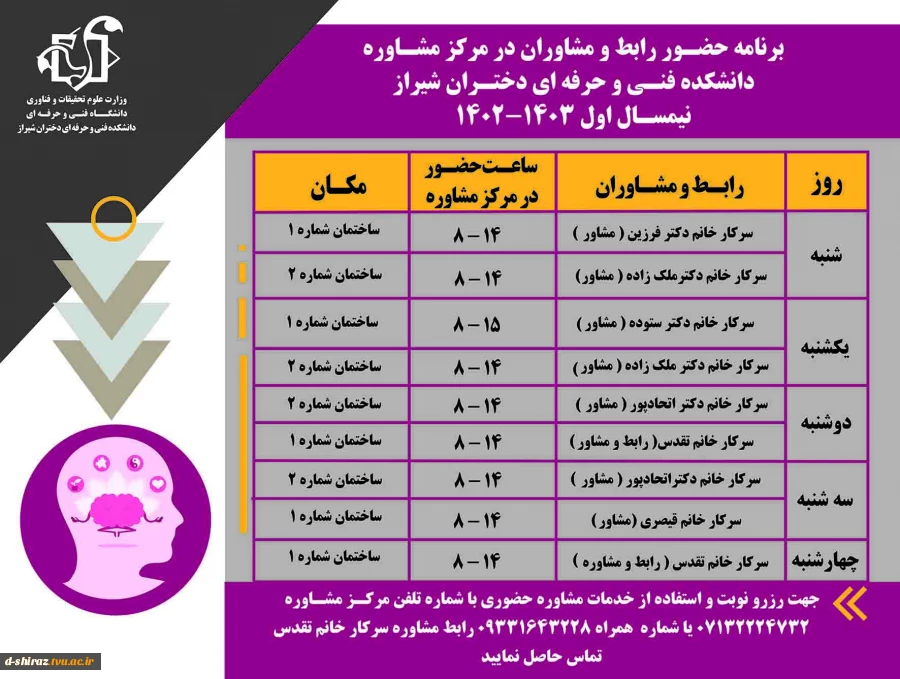 برنامه حضور مشاوران